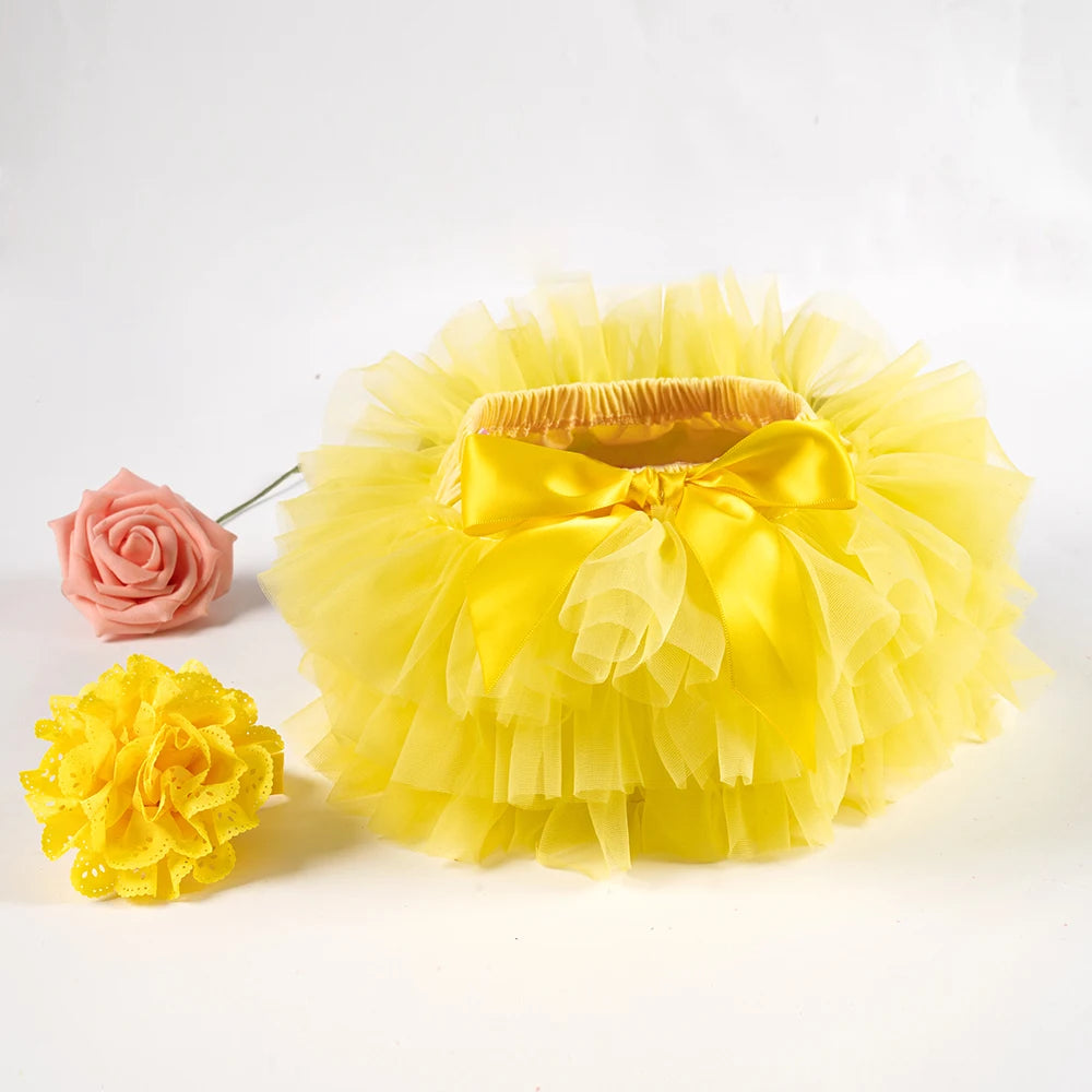 Baby Girls Tulle Tutu Bloomers Infant Newborn Diapers Cover 2pcs Short Skirts+Headband Set Girls Skirts Rainbow Baby Skirt