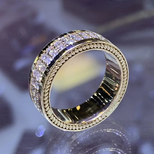 Huitan Gorgeous Gold Color Women Finger Rings Newly Wedding Engagement Trends Eternity Rings Cubic Zirconia Fashion Jewelry 2021