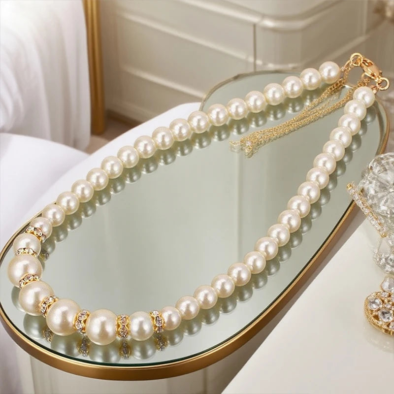 3in1 Set Elegant Simulated Pearl Necklace Earrings Bracelet Long Necklace Women Bridal Wedding Jewelry Gift