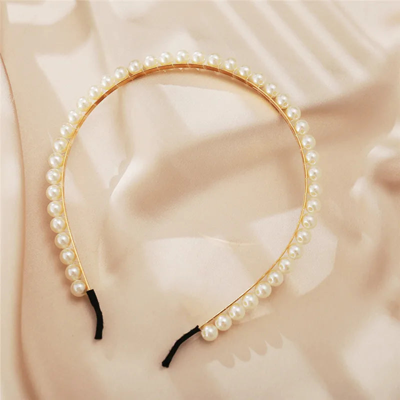 VAGZEB Fashion Full Pearl Hairbands Elastic Flower Women Hair Hoop Bands Headband Bezel Girls Hair Accessories Headdress