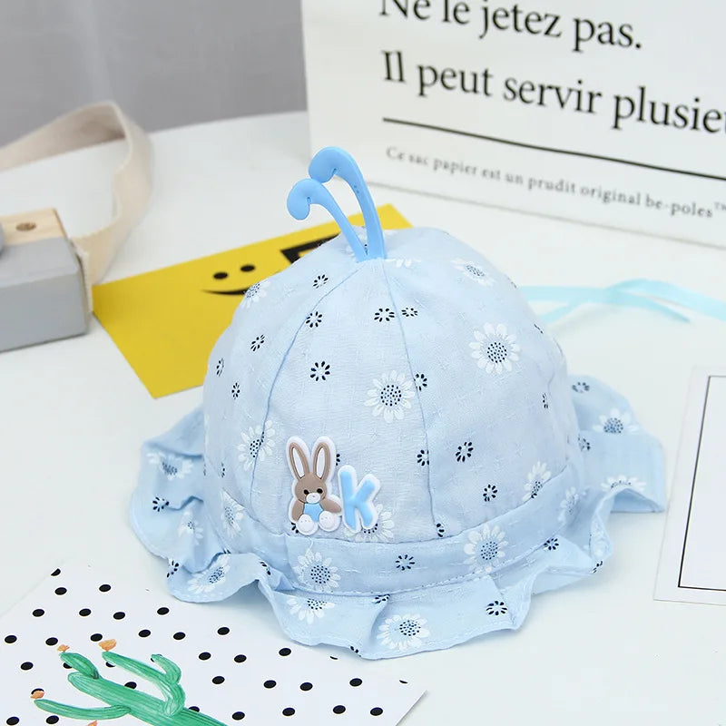 Children Hat Toddler Boys Girls Summer Cartoon Panama Sun Hat Baby Beach Fisherman Bucket Hat Kids Ear Cover Caps 0-8 Months