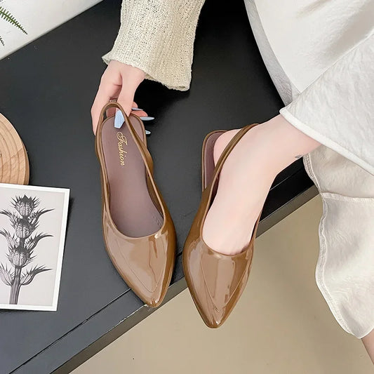 Women's Crystal Slip-On Slippers Summer Fashionable Versatile Home Wear Anti-Slip Lightweight PVC Material Hollow out Design