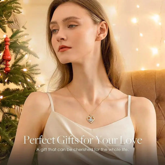 Fashion Zircon Double Heart Pendant Necklace For Women Valentine Gift Rhinestone Love Heart Chain Party Jewelry Lady Girlfriend