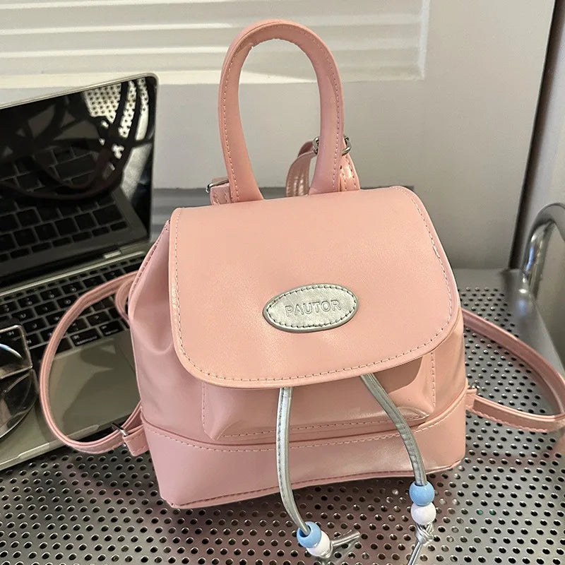 Retro college style backpack bag simple and fashionable color matching Korean autumn and winter new Korean contrasting color bac