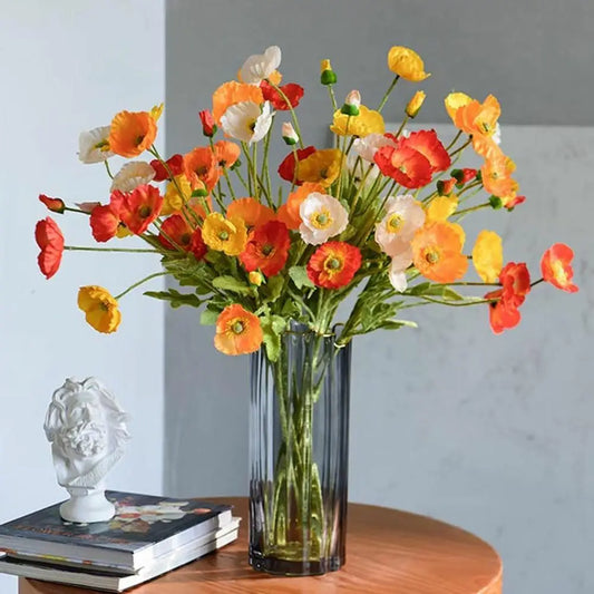 Artificial Poppy Flowers Bouquet Silk Fake Flowers For Home Garden Decor Marriage Party Wedding Decoration DIY Vase Accessories