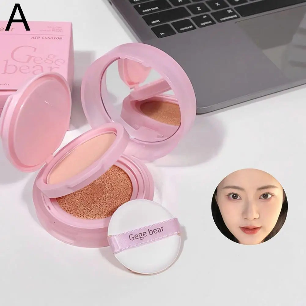 Gege Bear Double Layer Air Cushion Powder Long-Lasting Matte Pink Finish Oil Control And Makeup Fixation Removal Setting Powder