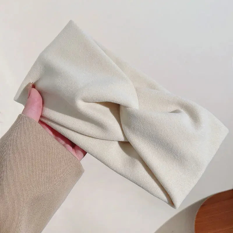 Fashion Autumn Winter Wide Edge Cross Stretch Fabric Women Girl Headband Headpiece Turban Bandage Hair Accessories Headwear