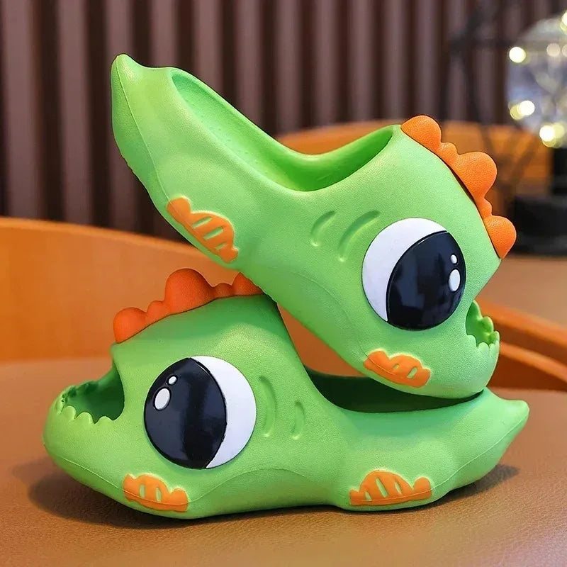 /Summer Aged 2-12 Children Slippers Cute Cartoon Dinosaur Beach Sandal For Kids Boys Girls Flip Flops Non-Slip Indoor Home Shoes