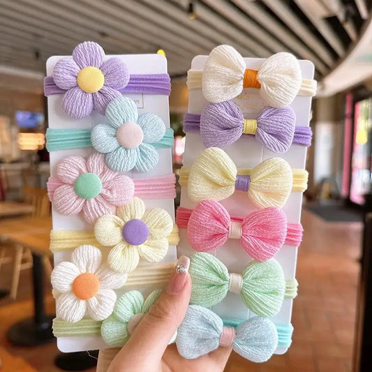 6/12Pcs/Set Cute Bow flower Rubber Elastic Hair Bands Girls Not Hurt Hair Small Scrunchie Kids Sweet Hair Ties Hair Accessories
