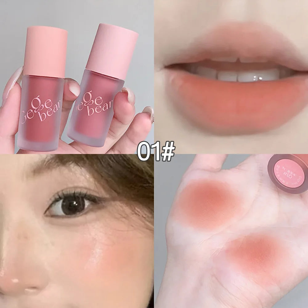 Gege Bear Smooth Multi-purpose Cream Expansion Color Blush Not Easy to Fade Nude Matte Velvet Lip Glaze