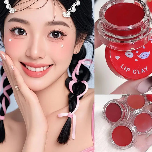Lip Mud Lip Gloss - Jelly Jar Lip Mud Lip Gloss Long-lasting Matte Mist, Waterproof Non-Stick Cup, Women's Lipstic Makeup Tool