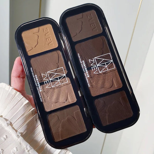 4-in-1 Contour Highlighter Palette Matte Bronzer & Shimmer Highlighter Compact Nose Contour Powder Face Sculpting Makeup Palette
