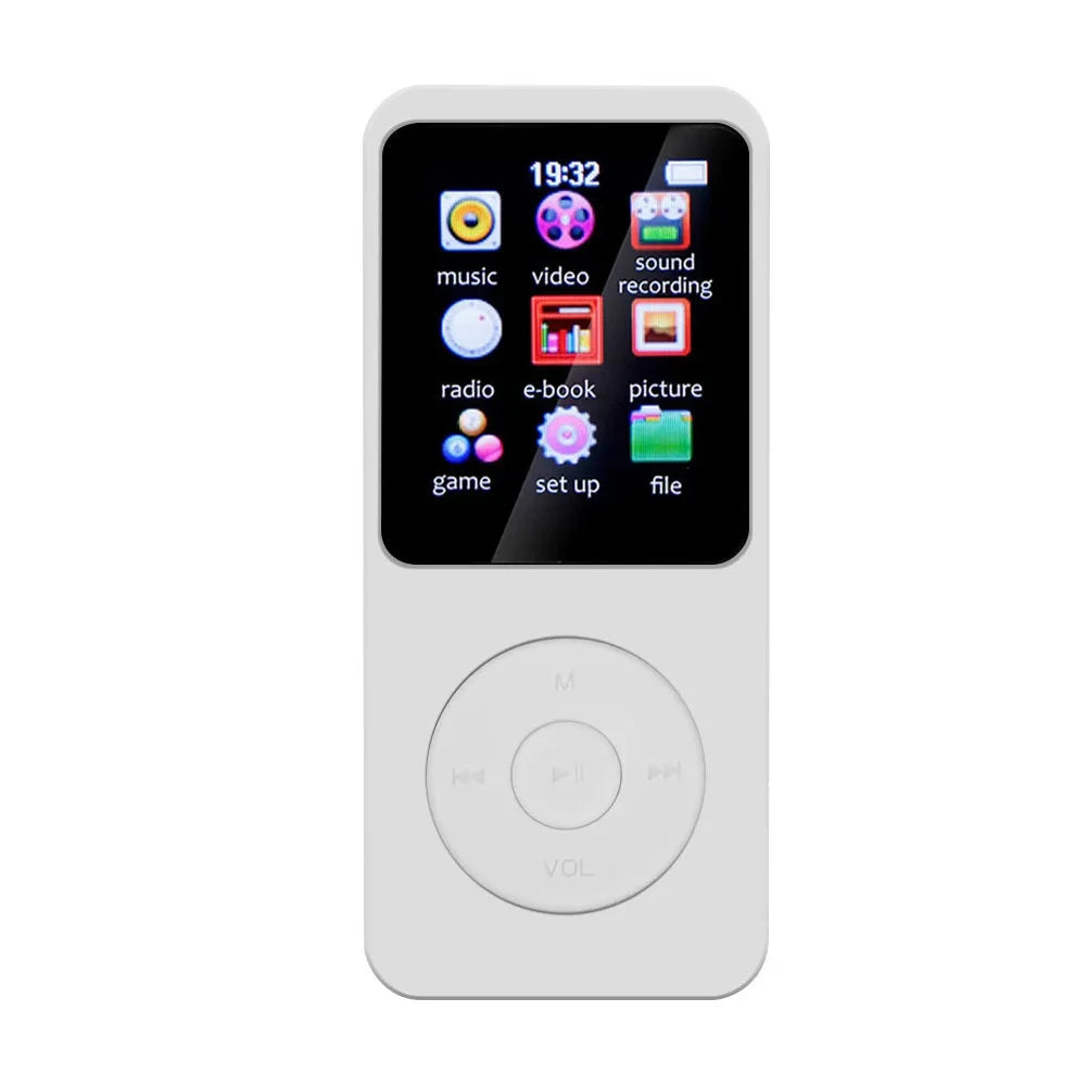 MP3 Player Bluetooth 5.0 Portable Music Player 1.8 inch Built-in Speaker Stereo Music Player Support FM Radio E-Book Recording
