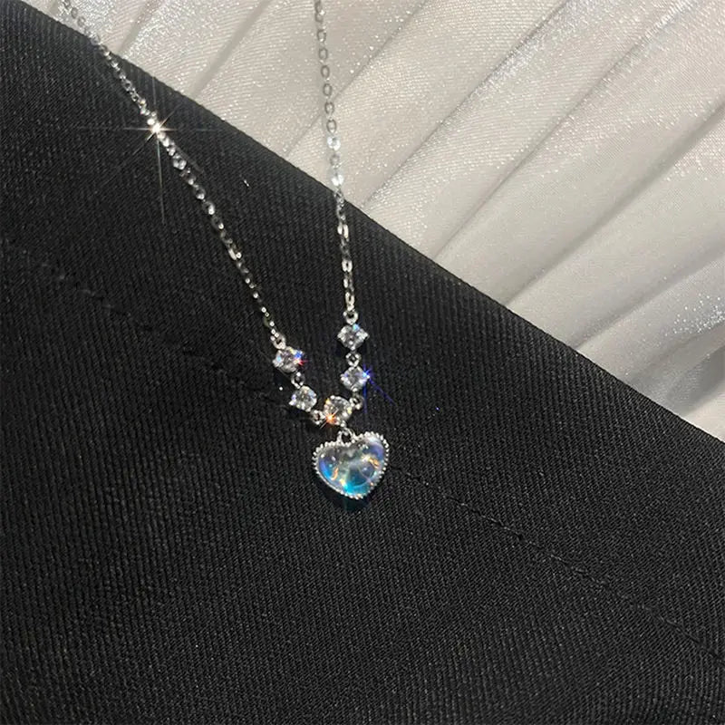 Shiny Zircon Star Necklace for Women Fairy Crystal Pendant Necklace Delicate Collar Chain Anniversary Jewelry Gift Accessories