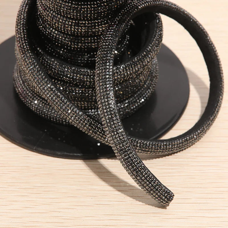 Bling Bling Rhinestone Cord Trimming Round Crystal Soft Tube Shoelace Rope Hoodies Trouser Drawstring DIY Manual Aglets 1yard