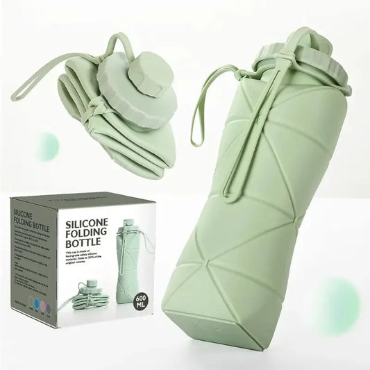 800ml Silicone Collapsible Sports Water Bottle, Large Capacity Leakproof Foldable Cup for Outdoor Camping Travel