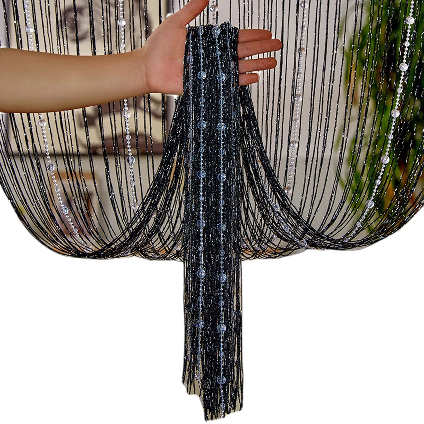 Crystal Beaded String Curtains Screen String Divider Blind Flash Line Shiny Tassel String Door Curtain for Living Door Window