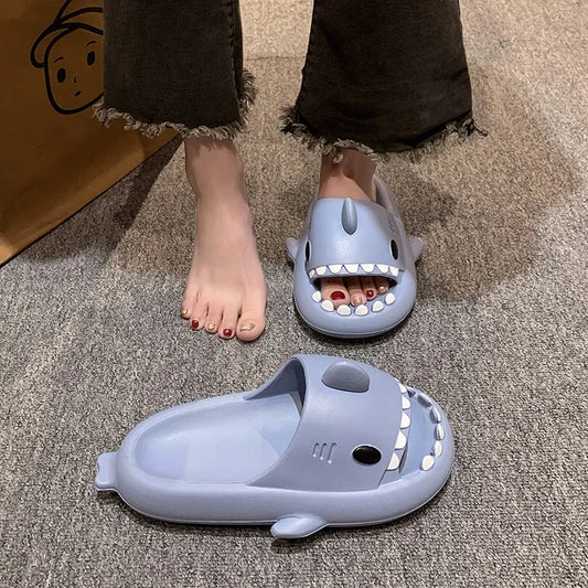 New Shark Slippers for Women Men Shoes Shark Flip Flops Beach Slides Female Home Slipper Bathroom Non-Slip Thick Sandals Couples