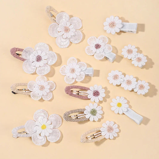 1/2/4 set Ins Daisy Flower Hair Clips Baby Girl Hairpins for Kids Lace White Barette Princess Hooks Infant Accessories Korean