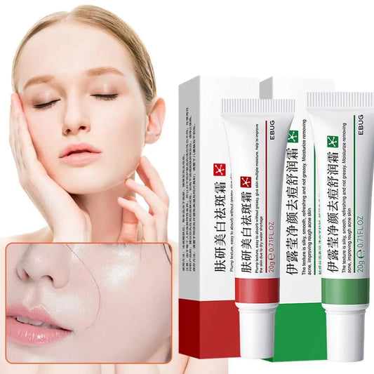 EBUG Skin Care Duo - 20g Whitening Dark Spot Cream + 20g Acne Removal Cream Hydrating Brightening Soothing Facial Care Set