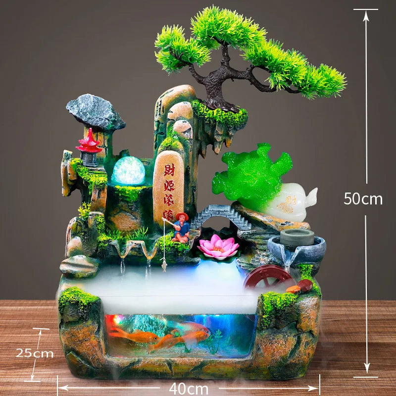 Mini Aquarium For Desktop Small Fish Tank With Waterfall Pump Home Office Decoration