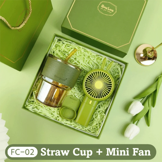 3IN1 Souvenir Gift Set Stylish Design Fan/Towel/Cup Practical Gift Sets with Paper Bag Portable Gift Box Set Personalized Gifts