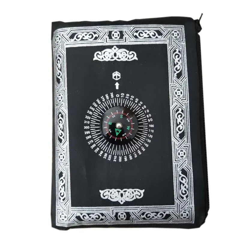 Prayer Rug Polyester Portable Braided Mats Simply Print with Compass In Pouch Travel Home New Style Mat Blanket 100x60cm