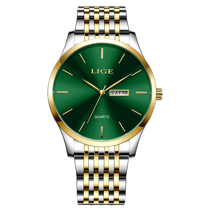 LIGE Top Brand Quartz Watches For Men Fashion Business Luxury Mens Watch Waterproof Date Steel Strap Wristwatches Reloj Hombre