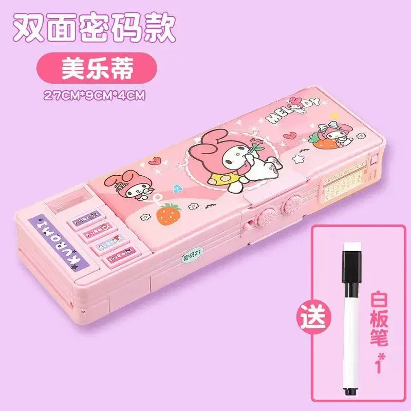 Cartoon kuromi My melody Cinnamoroll password lock multifunctional stationery box kawaii pencil case school supplies wholesale