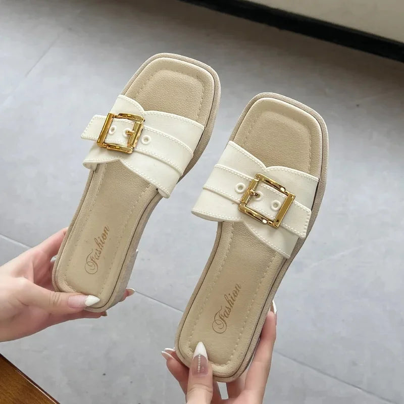 Summer New Style Women's Home Indoor Slippers Anti-Slip Outerwear Fashionable Versatile Women's Sandals PVC Sole