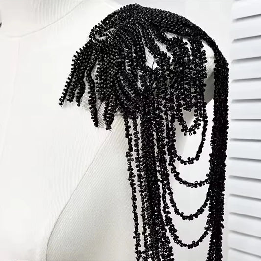 1Pc Crystal Beads Tassels Whiskers Patch Applique for DIY Wedding Dress Performance Clothing Handmade Sewing Embroidery Patch