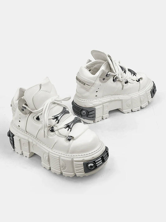 2025 New Female Gothic High-Top Platform Metal Hot Girl Punk Elevator Fried Street Casual Daddy Shoes Women