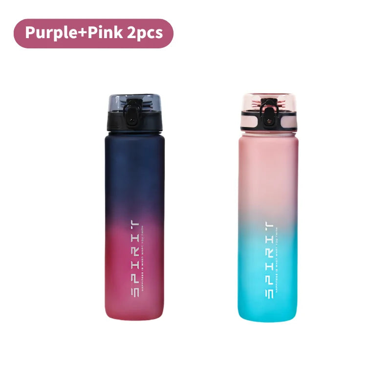 1 Liter Large Capacity Sports Water Bottle Gradient Color Plastic Cup Drink items Outdoor Beach Travel Portable Gym Fitness Jugs