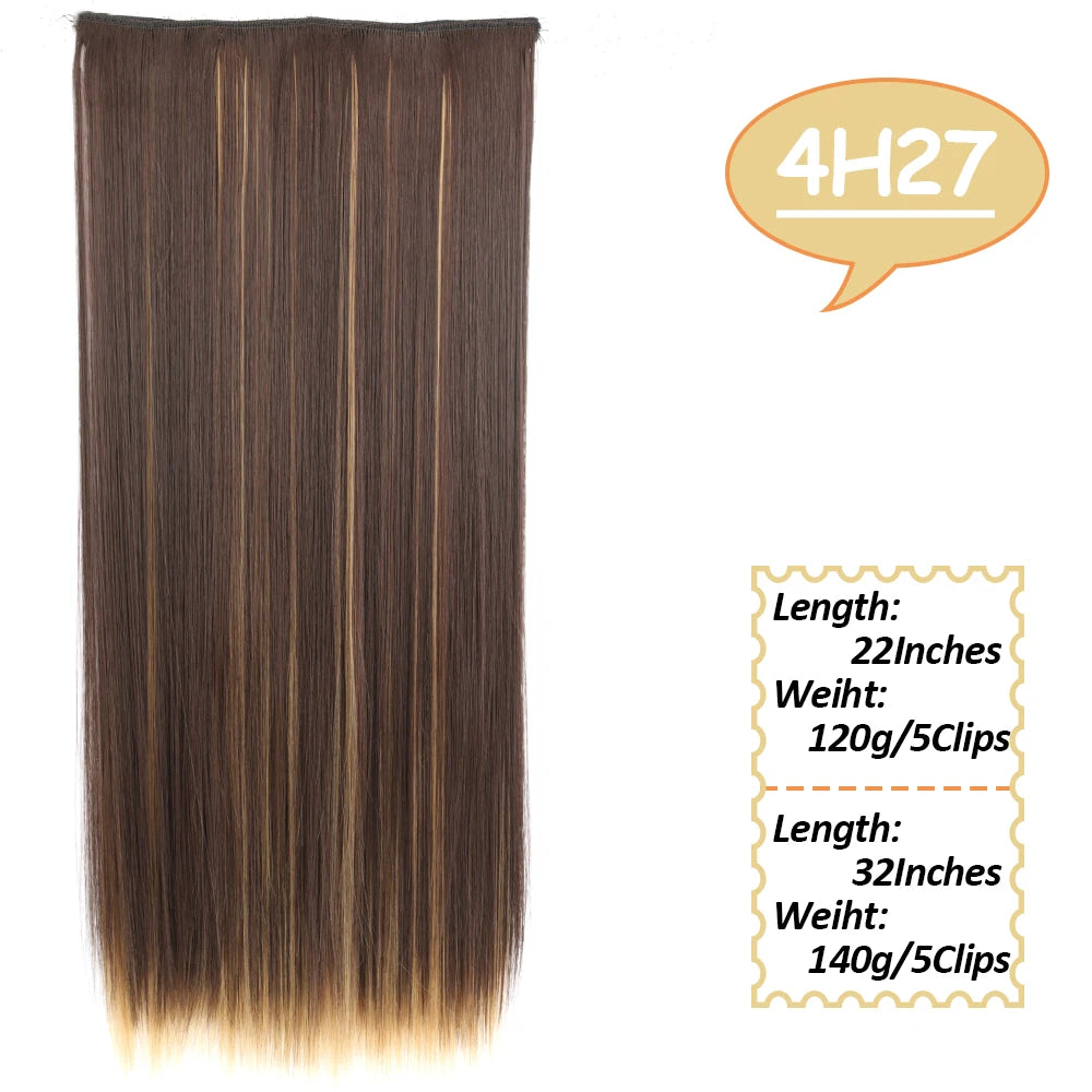 NICESY Synthetic Long Wavy 5 Clips Hair Extensions 22Inch/32Inch Clip On Hair Extensions High Tempreture Fake For Women