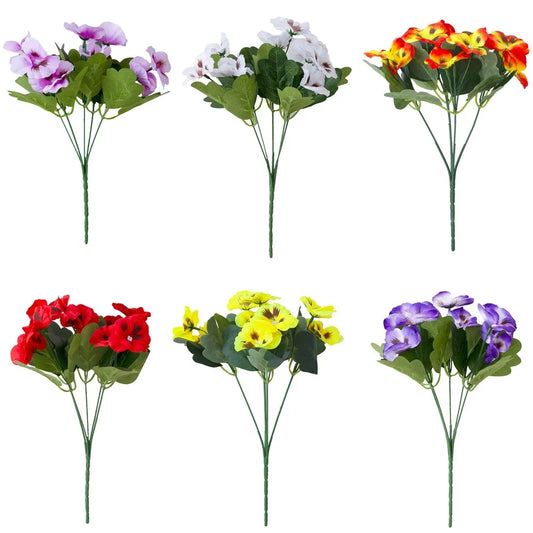 Spring Artificial Decorative Pansy Artificial Flower with Natural Stem Finish for Placement in Shelf Tabletop or Hanging Display