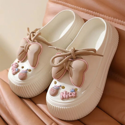 New Sandals DIY Platform Sandals for Women 2025 Summer Thick Sole Beach Sandals Woman Flowers Non Slip EVA Clogs Garden Shoes