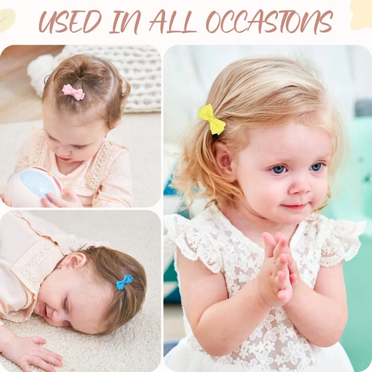 RIBBON BOWS Mini Ribbon Hair Bows Clip for Girls Bangs Hairgrips Covered Safety Bows Headwear Kids Head Claw Accessories