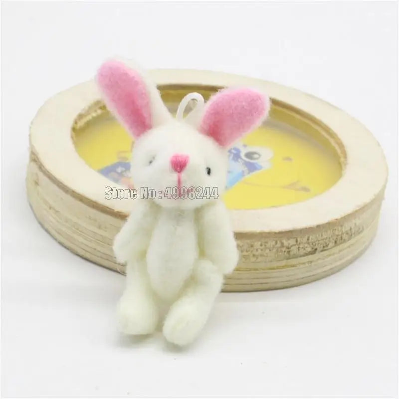 5pcs/lots Soft Mini Joint Rabbit Pendant Bunny For Key Chain Bouquet Doll Diy Ornaments Gifts Toy