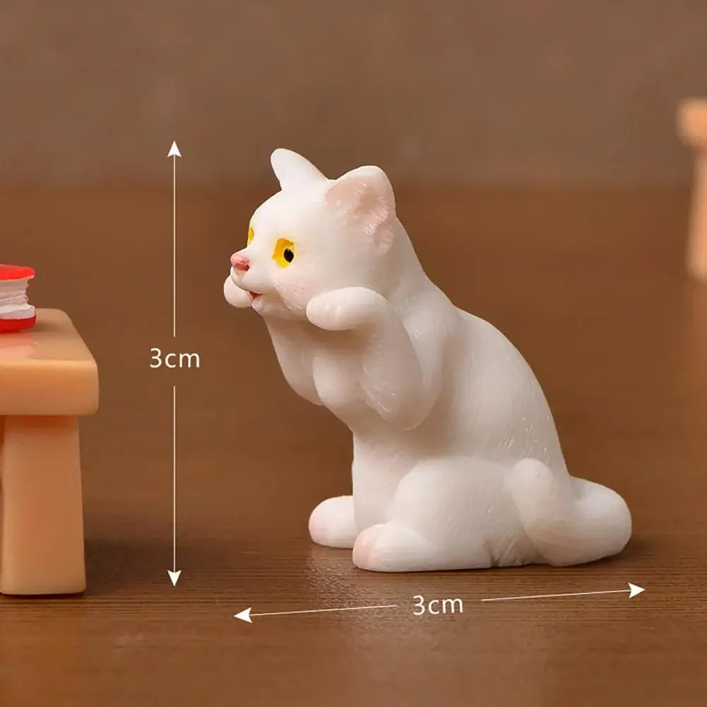 Real-looking Great Cute Cat Figurines Display Toy Plastic Cat Ornament Multi-purpose Kitten Accessories