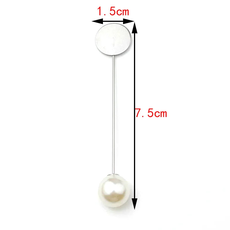 20/100Pcs Silver Color Pearl Stainless Long Pin DIY Make Handmade Flower Brooch For Women Jewelry Accessories Findings Wholesale