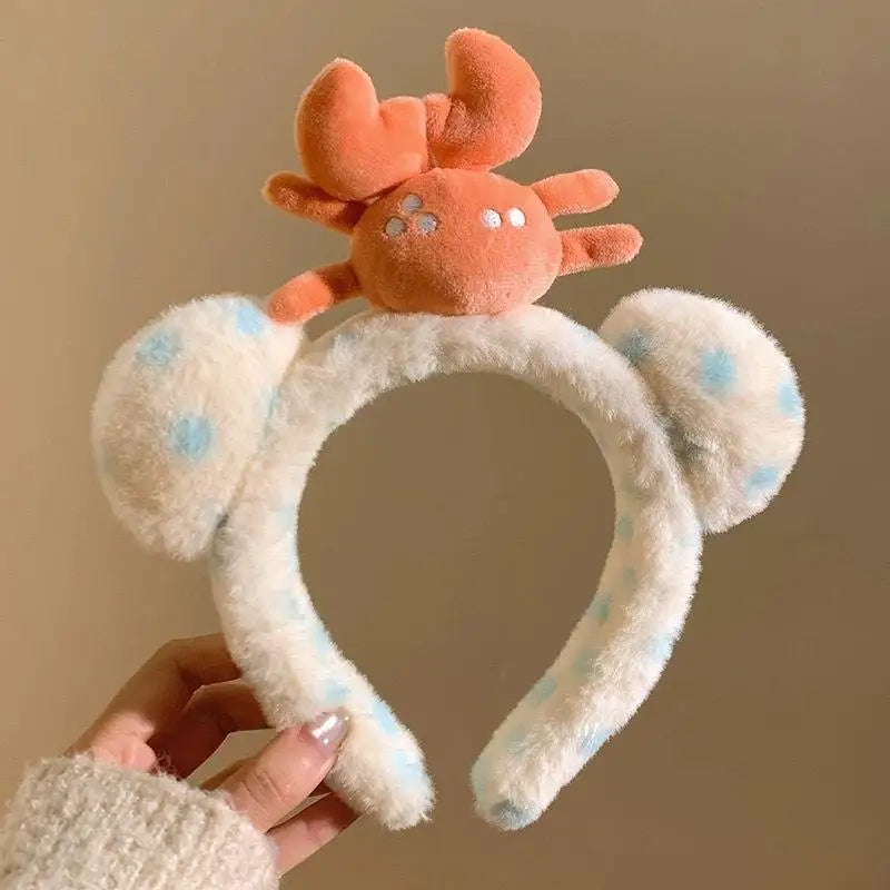 1PC Cute Cartoon Shark Crab Plush Hairband Women Hair Hoop Headdress Headband Hair Accessories Girl Gift