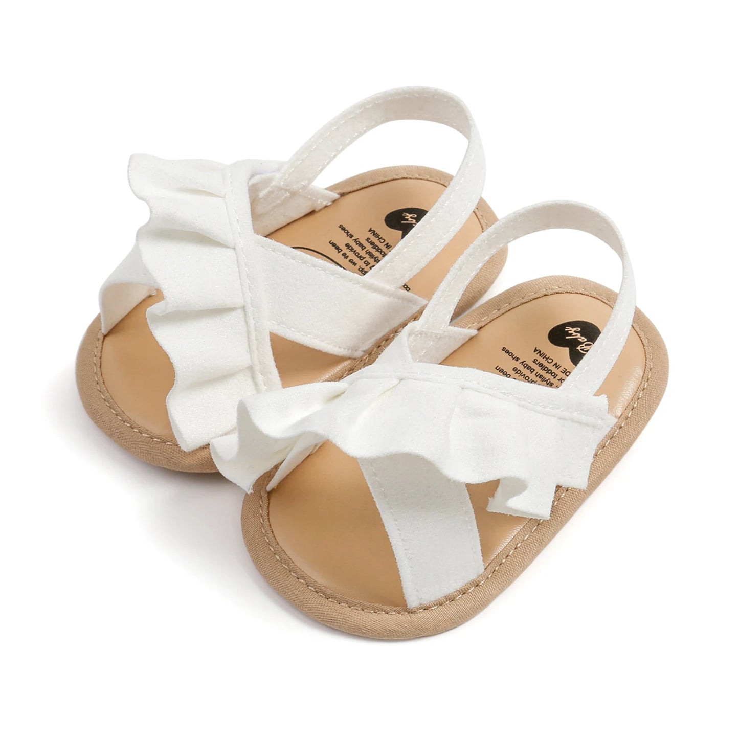 pudcoco Baby Girl Summer Sandals, Cute Ruffle Flats Non-Slip Soft Sole Infant First Walkers