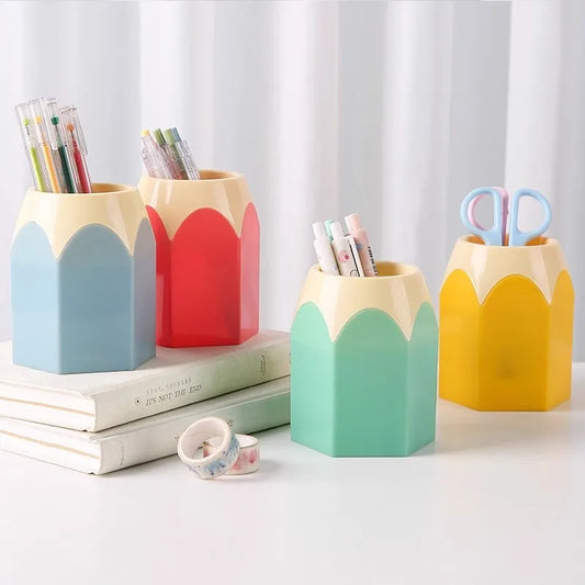 Cute Pencil Holder Desk Organizer Stationery Storage Box Large Mouth Pen Holder Makeup Brush Organizer Box Office Accessories