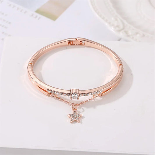 2024 New Luxury Jewelry Stainless Steel Bracelets & Bangles Female Heart Forever Love Charm Bracelet for Women Gifts