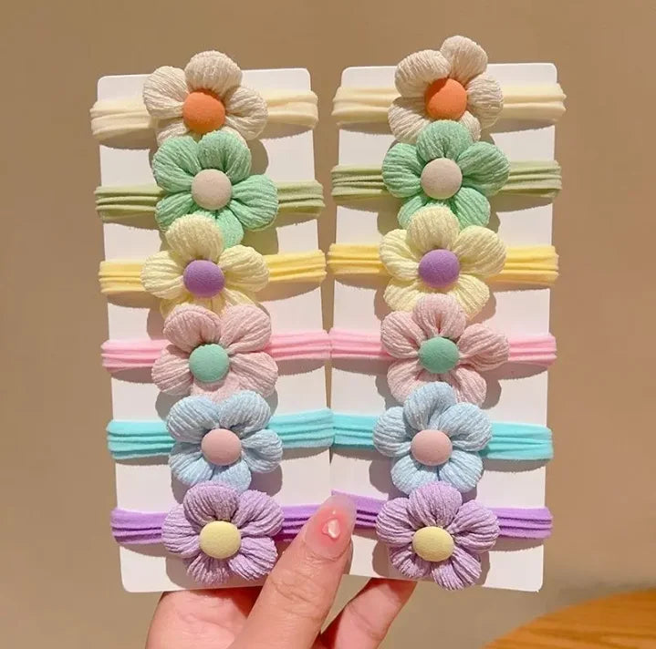 6/12Pcs/Set Cute Bow flower Rubber Elastic Hair Bands Girls Not Hurt Hair Small Scrunchie Kids Sweet Hair Ties Hair Accessories