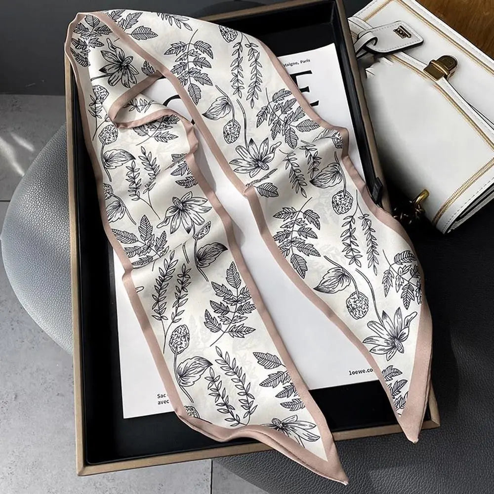 Spring Hairbands Ins Long Scarf Korean Style Scarves Floral Hair Bands Flower Printed Scarf Satin Silk Scarf Women Hair Ribbon