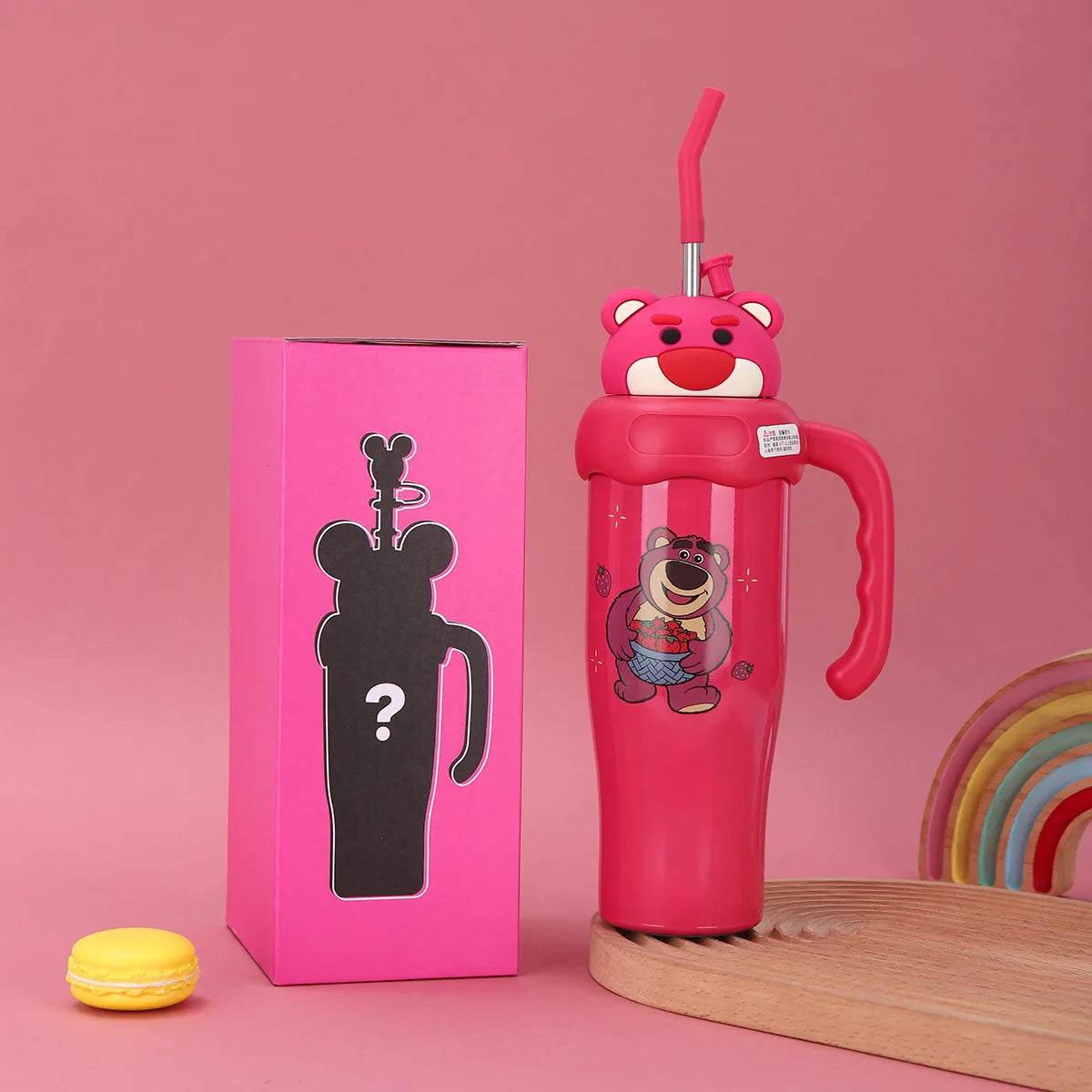 Hot Sale 800Ml Kawaii Lotso Mickey Large Capacity Thermos Cup 316 Stainless Portable Straw Cup Coffee Cooler Cup Gift Christmas