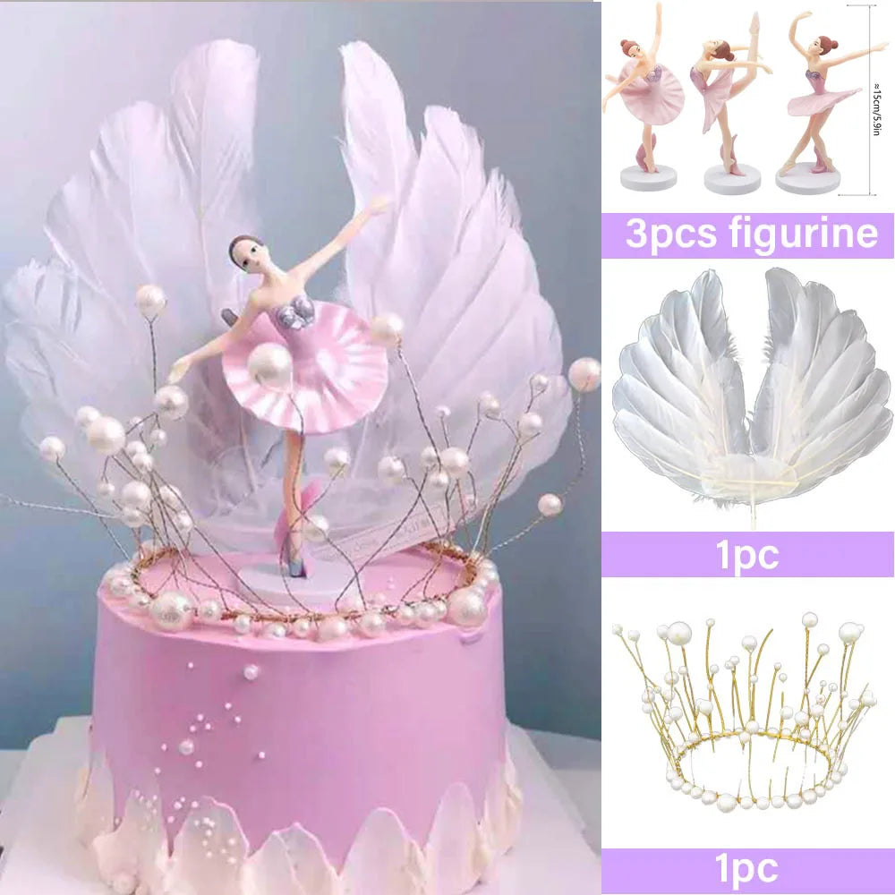 Dancing Girl Cake Decorations Ballerina Figurine Cake Topper For Girl Ballet Theme Birthday Party Decors Cake Ornament