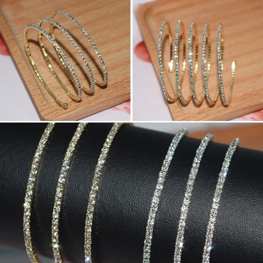 Rave Rhinestone Multilayer Arm Chain Arm Adornment Jewelry Spiral Bracelet Bright Coiled Snake Bracelets Women