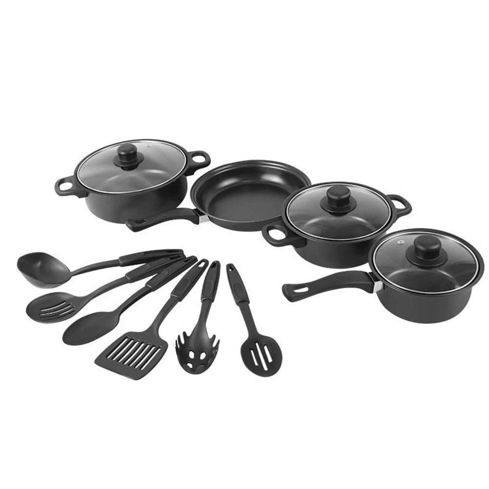 13pcs Non-Stick Cookware Set Soup Pot Frying Pan and Milk Pot Premium Milk Pot Maifan Stone Frying Pan Coating Kitchen Utensil